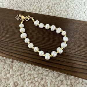 Handmade Freshwater Pearl and 18k Gold Bracelet